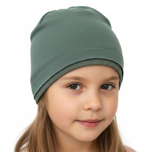 Czapka z dresówki dla niemowląt i dzieci Miki Khaki - Dolce Sonno