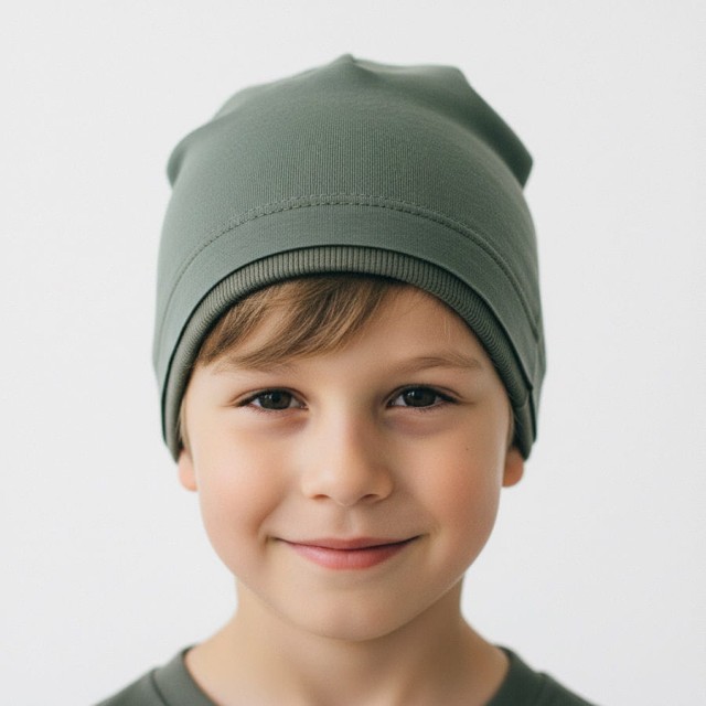 Czapka z dresówki dla niemowląt i dzieci Miki Khaki - Dolce Sonno 2