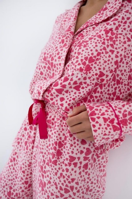 Bawełniana piżama damska w różowe serduszka Giuliana od Sensis