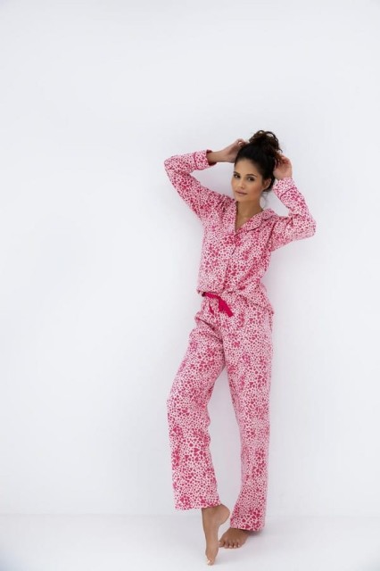 Bawełniana piżama damska w różowe serduszka Giuliana od Sensis