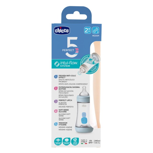 Butelka Chicco do karmienia Perfect5 240 ml 4m+ Boy