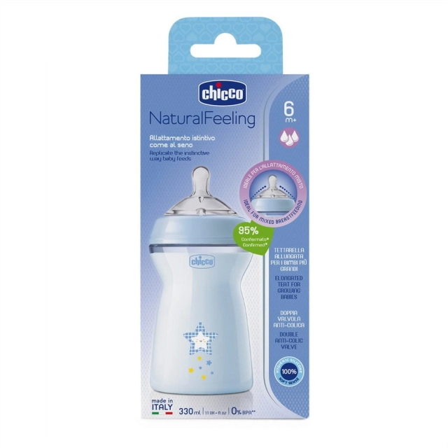 Butelka NF plastikowa Chicco do karmienia 6 m + 330 ml Boy