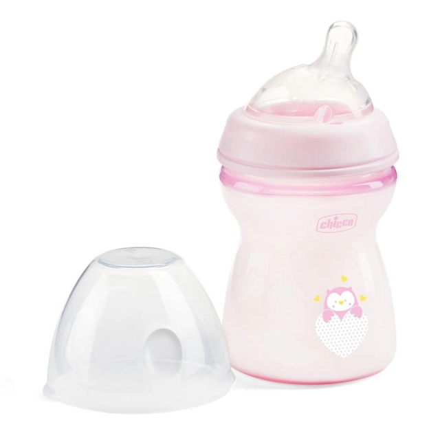 Butelka Natural Feeling plastikowa Chicco do karmienia 2m+ 250ml różowa