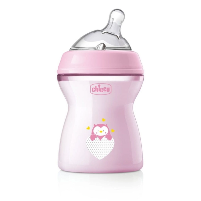 Butelka Natural Feeling plastikowa Chicco do karmienia 2m+ 250ml różowa