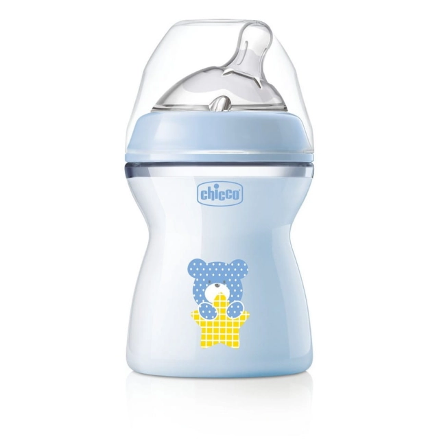 Butelka Natural Feeling plastikowa Chicco do karmienia 2m+ 250ml niebieska