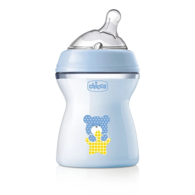 Butelka Natural Feeling plastikowa Chicco do karmienia 2m+ 250ml niebieska