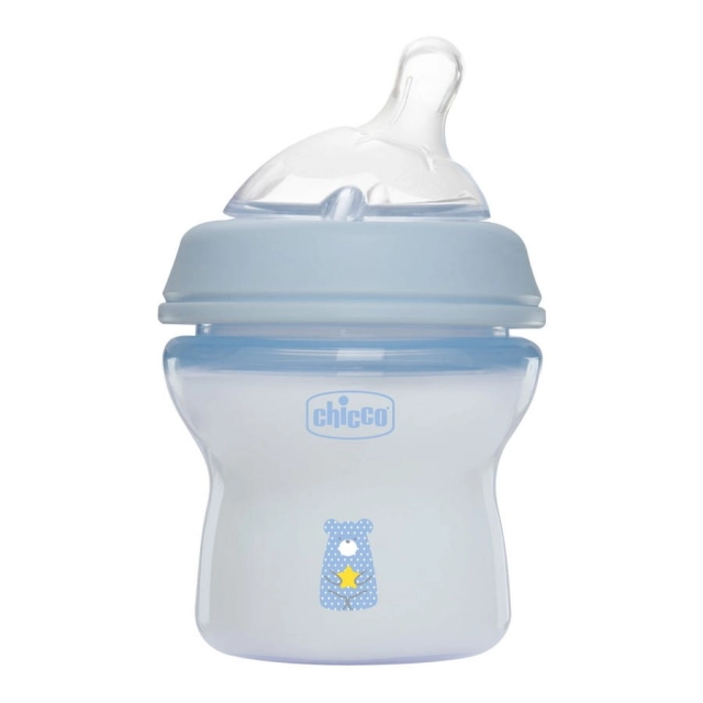 Butelka Natural Feeling plastikowa Chicco do karmienia od pierwszych dni życia 150ml Niebieska