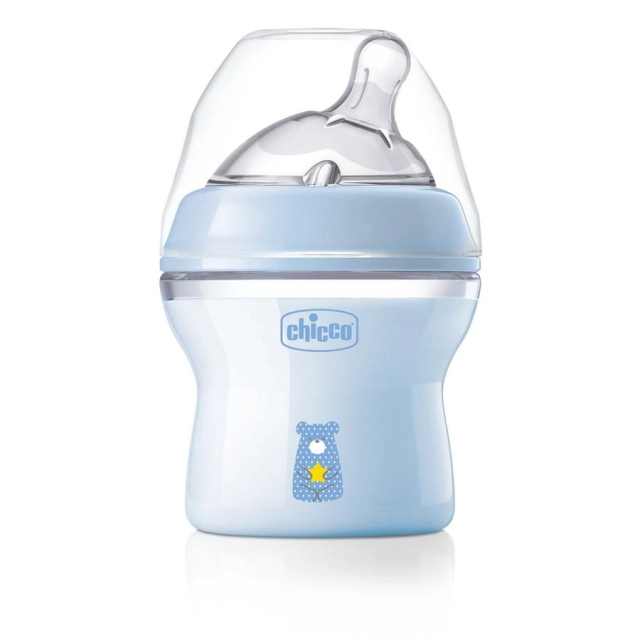Butelka Natural Feeling plastikowa Chicco do karmienia od pierwszych dni życia 150ml Niebieska