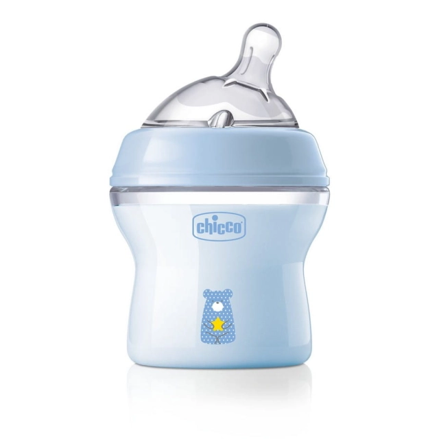 Butelka Natural Feeling plastikowa Chicco do karmienia od pierwszych dni życia 150ml Niebieska