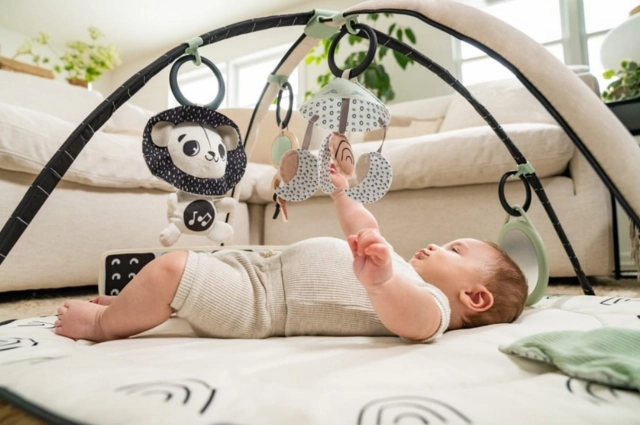 Tiny Love mata edukacyjna z pałąkiem i karuzelą 2 w 1 Decor czarno-biała