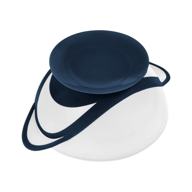 Miseczka z łyżeczką dla dzieci na przyssawce white / navy blue od Akuku