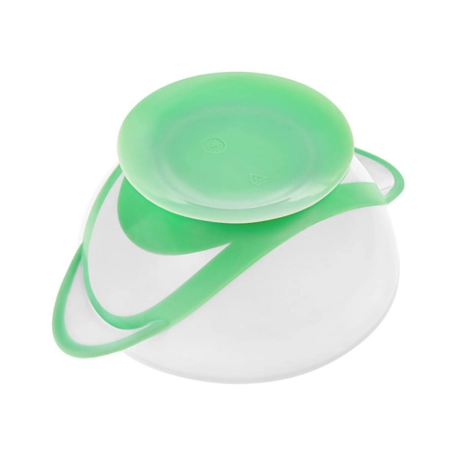 Miseczka z łyżeczką dla dzieci na przyssawce white / green od Akuku