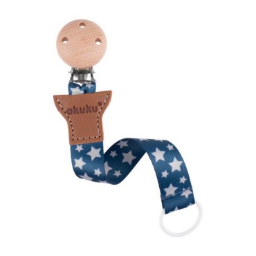 Tasiemka, zawieszka do smoczka Gwiazdki Srebrne Akuku   