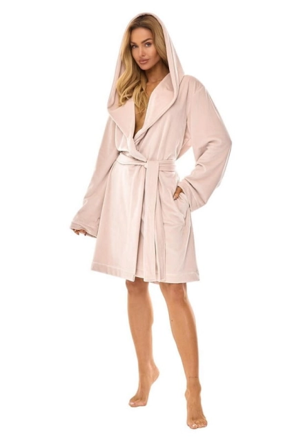Szlafrok damski krótki z kapturem Luna - Angora | L&L 2509