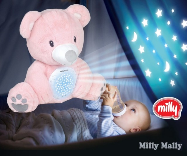 Zabawka pluszowa z projektorem Milly Bear Pink - Milly Mally