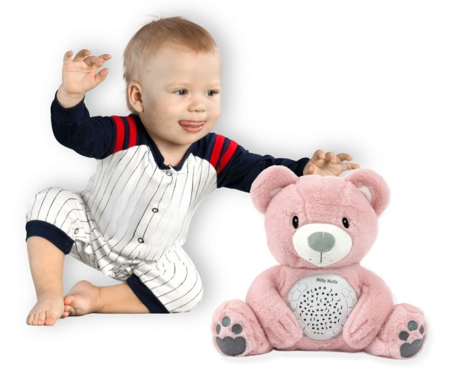 Zabawka pluszowa z projektorem Milly Bear Pink - Milly Mally