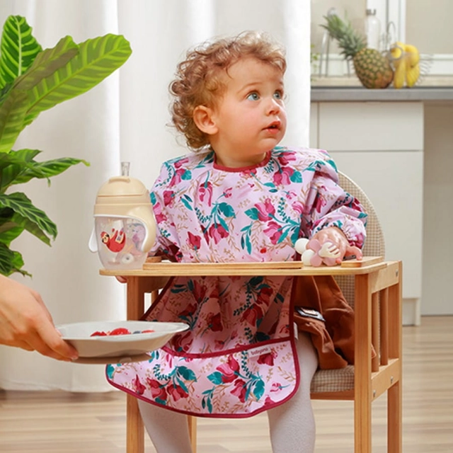 Śliniak zmywalny z długim rękawem Floral dla dzieci 2-4 lata BabyOno 1477/01