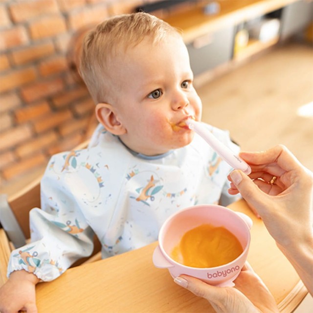 Silikonowa miseczka z przyssawką i przykrywką Różowa BabyOno 1662/02