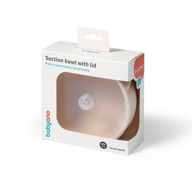 Silikonowa miseczka z przyssawką i przykrywką Beżowa BabyOno 1662/03