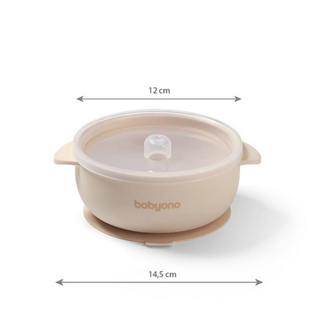 Silikonowa miseczka z przyssawką i przykrywką Beżowa BabyOno 1662/03