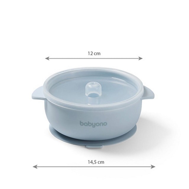 Silikonowa miseczka z przyssawką i przykrywką Niebieska BabyOno 1662/01