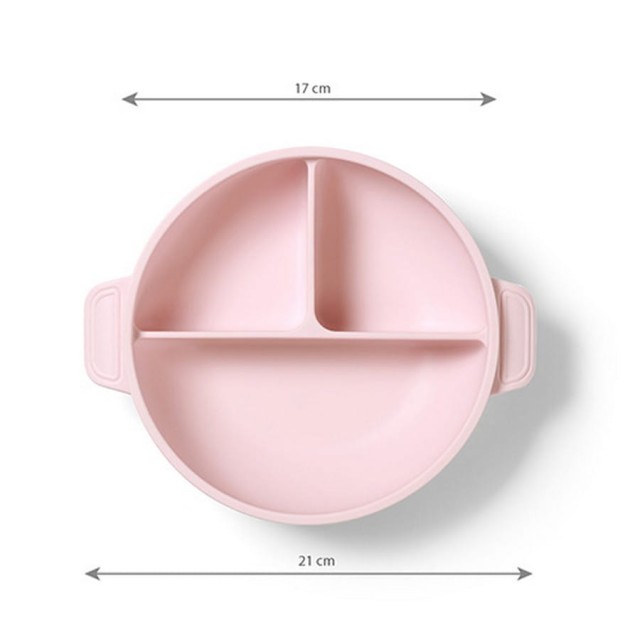 Silikonowy talerzyk z przyssawką i przykrywką Różowy BabyOno 1661/02