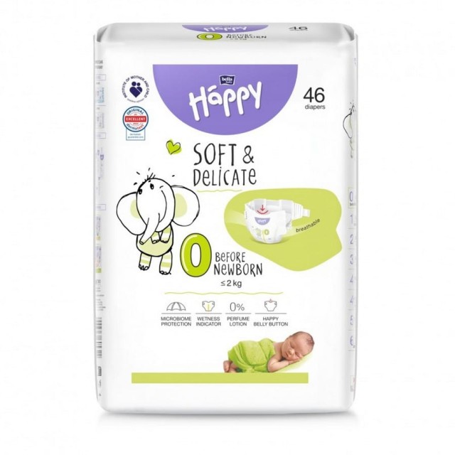 Pieluszki dla wcześniaków Bella Baby Happy Soft & Delicate – Before Newborn 46 szt