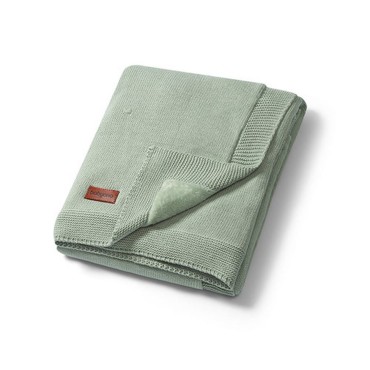 Kocyk bawełniany z flanelowym podszyciem 75x100 cm Szałwia | Babyono   