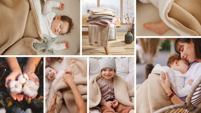 Kocyk bawełniany z ociepleniem Beżowy | BabyOno 1659/02