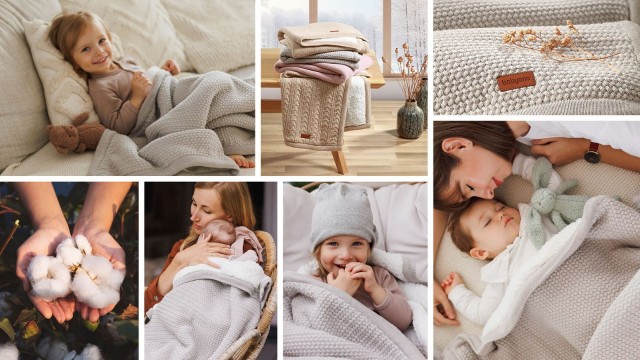 Kocyk bawełniany z ociepleniem 75x100 cm Szary | BabyOno 1658