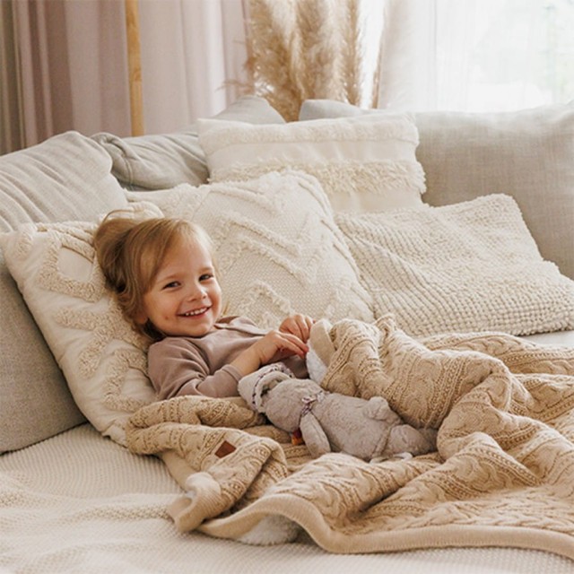 Kocyk bawełniany z ociepleniem 75x100 cm Beżowy | BabyOno 1657