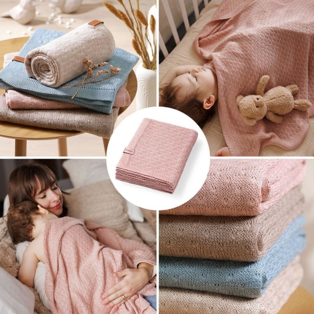 Kocyk niemowlęcy z włókna bambusowego 75x100 cm - Różowy | Babyono 1673/01