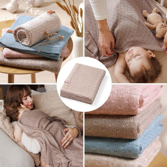 Kocyk niemowlęcy z włókna bambusowego 75x100 cm - Beżowy | Babyono 1673/03