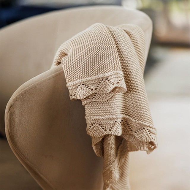 Kocyk niemowlęcy z włókna bambusowego 75x100 cm - Jasny beż | Babyono 1674/02