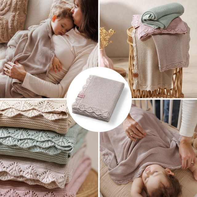 Kocyk niemowlęcy z włókna bambusowego 75x100 cm - beżowy | Babyono 1674/03