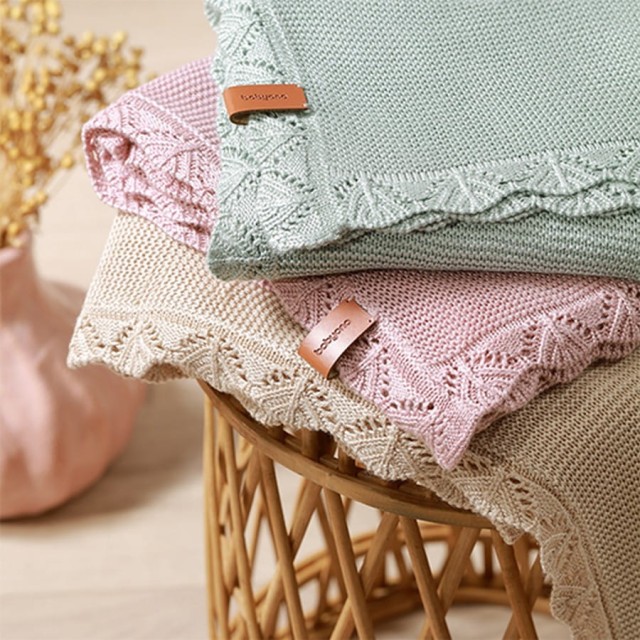 Kocyk niemowlęcy z włókna bambusowego 75x100 cm - szałwiowy | Babyono 1674/04