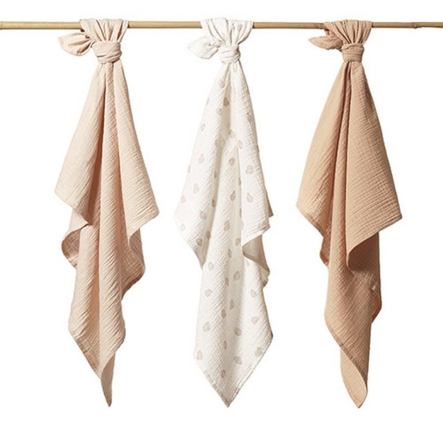 Zestaw pieluszek z muślinu marszczonego 3szt 70x70cm | Babyono 282/02