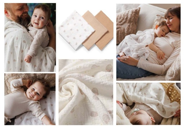 Zestaw pieluszek z muślinu marszczonego 3szt 70x70cm | Babyono 282/02