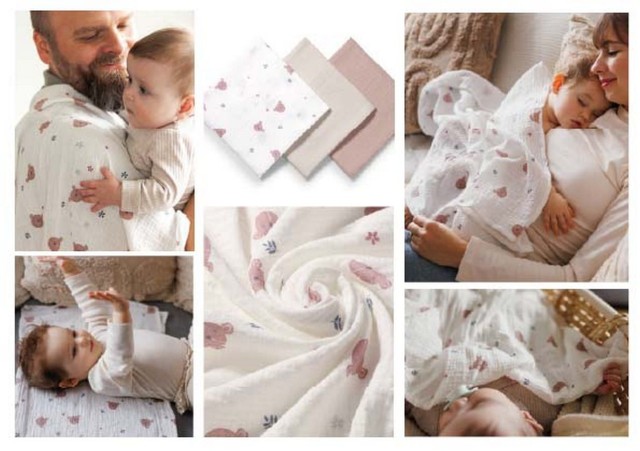 Zestaw pieluszek z muślinu marszczonego 3szt 70x70cm | Babyono 282/03