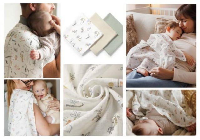 Zestaw pieluszek z muślinu marszczonego 3szt 70x70cm | Babyono 282/04