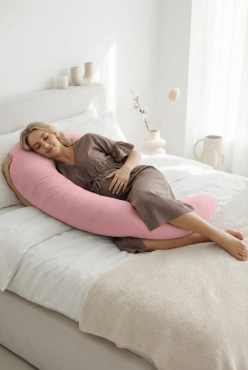 Poduszka Ciążowa Rogal dla kobiet w ciąży 240 cm Muślin Brudny Róż | Dolce Sonno 