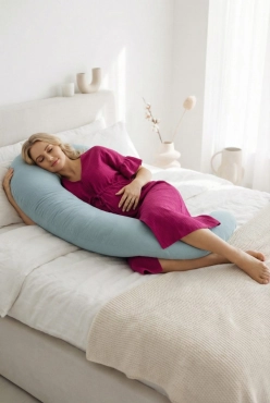 Poduszka Ciążowa Rogal dla kobiet w ciąży 240 cm Muślin Khaki | Dolce Sonno