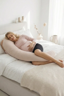 Poduszka Ciążowa Rogal dla kobiet w ciąży 240 cm Muślin Beż | Dolce Sonno 