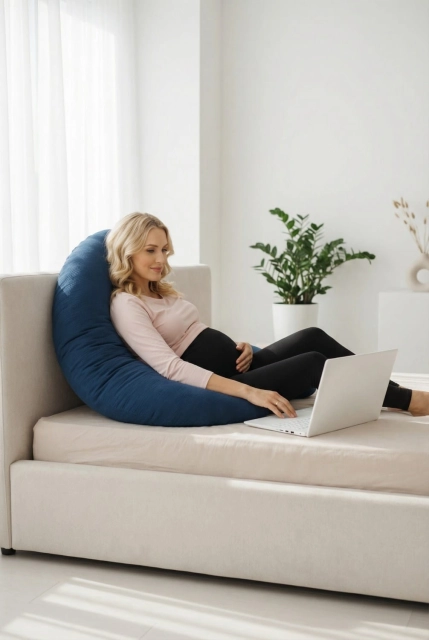 Poduszka Ciążowa Rogal dla kobiet w ciąży 240 cm Muślin Granat  Dolce Sonno 3