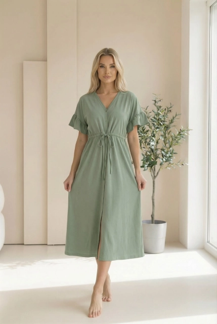 Długa koszula nocna ciążowa i do karmienia Astrid/ Szałwia - Dolce Sonno