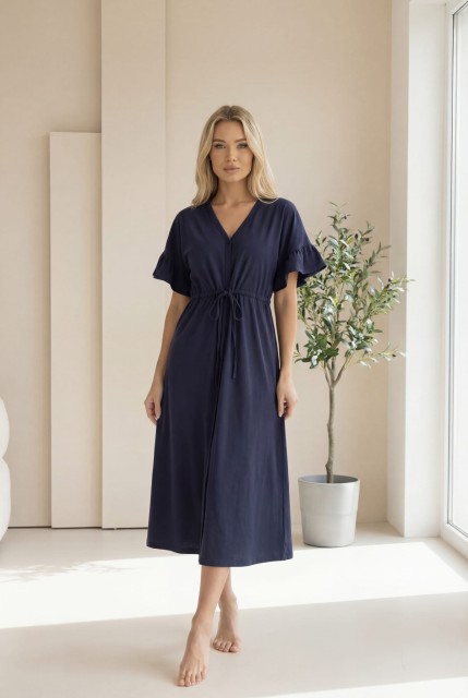 Długa koszula nocna ciążowa i do karmienia Astrid/ Deep Blue - Dolce Sonno