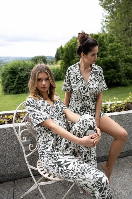 Dzianinowa piżama damska zapiana na guziki z kołnierzykiem Kaylee - Sensis