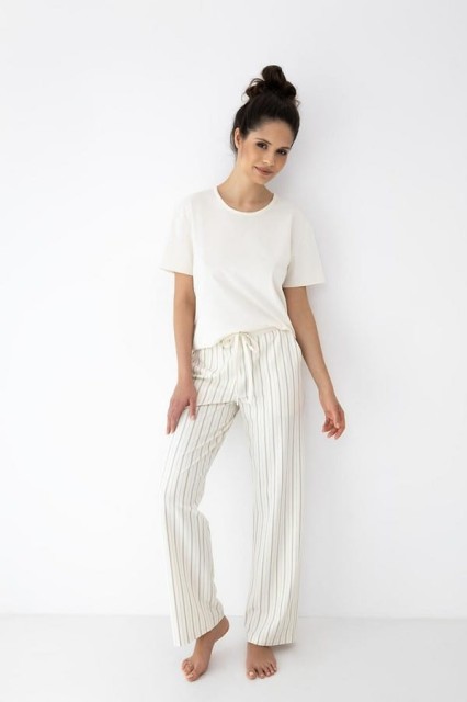 Bawełniana piżama damska z krótkim rękawem i długimi spodniami Soleil od Sensis