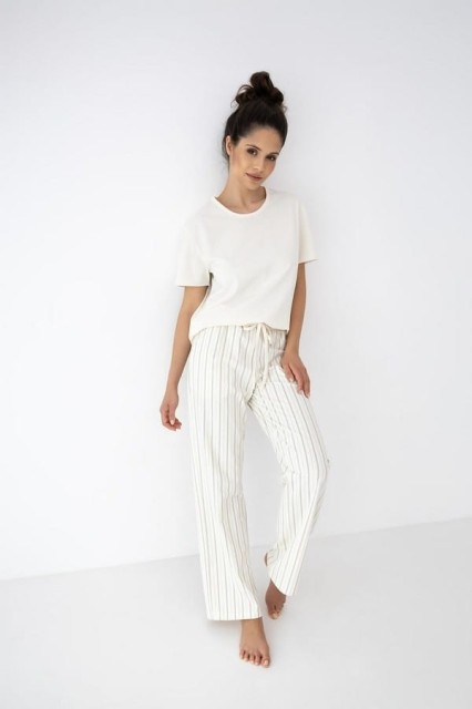 Bawełniana piżama damska z krótkim rękawem i długimi spodniami Soleil od Sensis