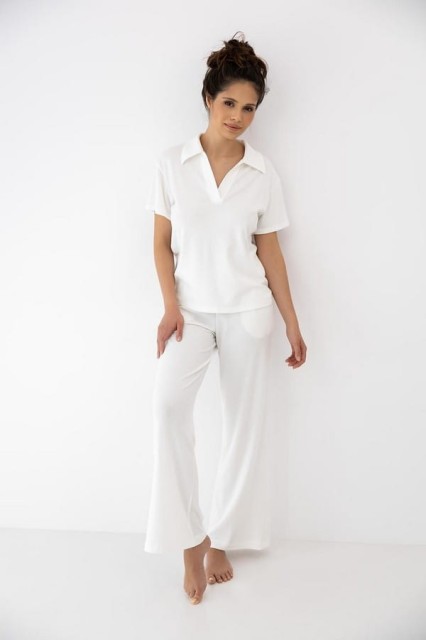 Dzianinowa piżama damska z koszulką Polo i długimi spodniami Zuri od Sensis